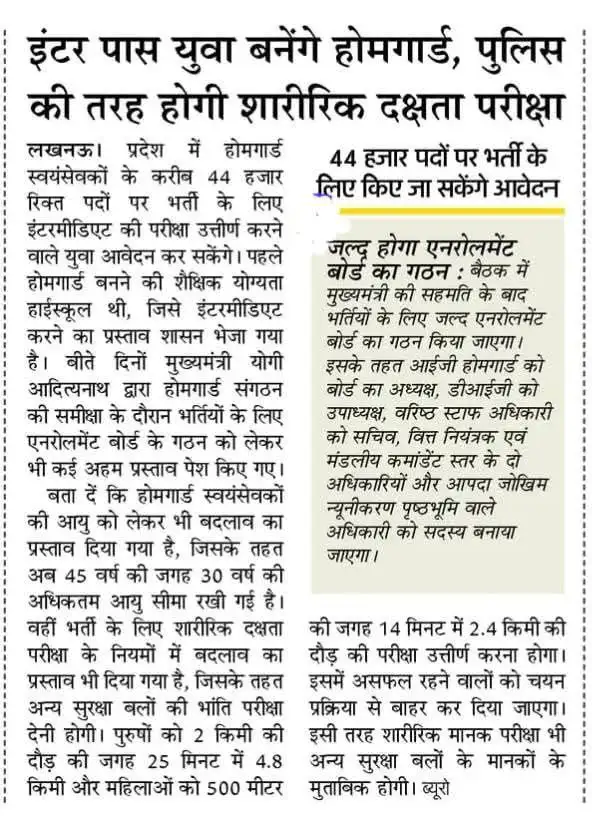 UP Home Guards Bharti 2025 Kab Aayegi