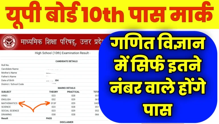 UP Board 10th Math Science Pass Mark 2025