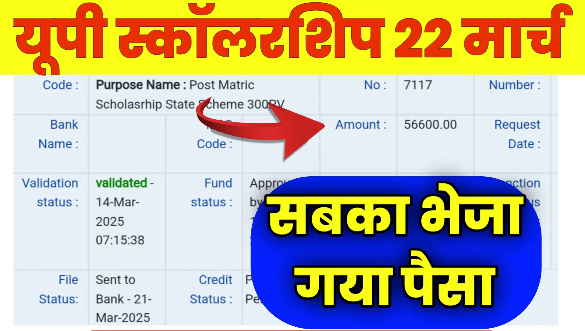 22 March PFMS UP Scholarship Payment