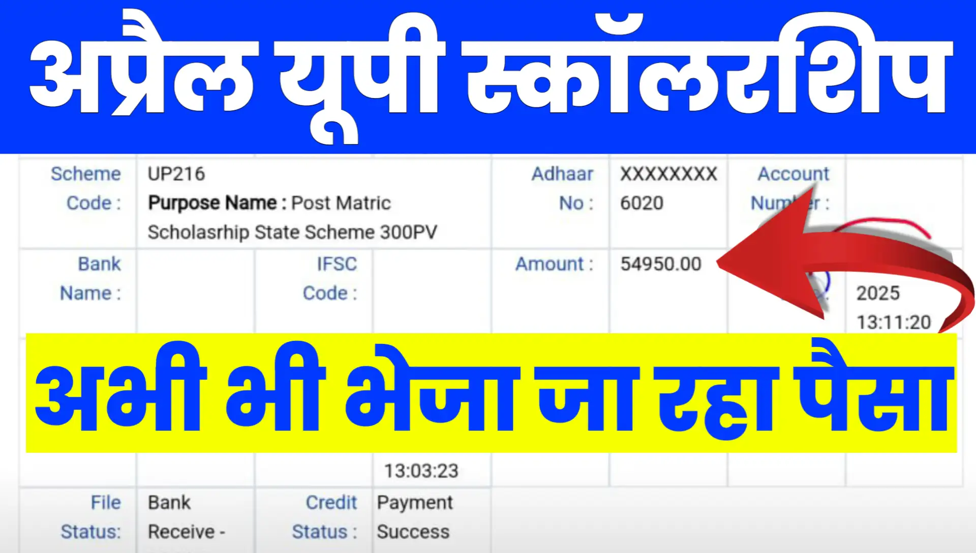 PFMS UP Scholarship Status April