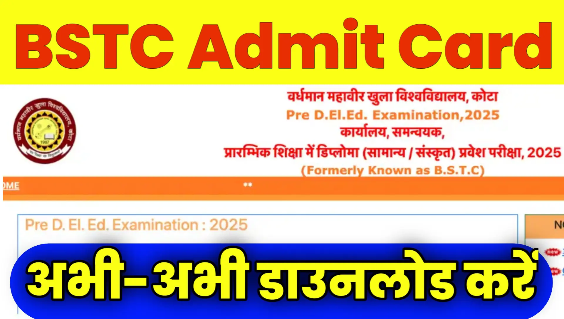Rajasthan BSTC Admit Card Online Pdf Download