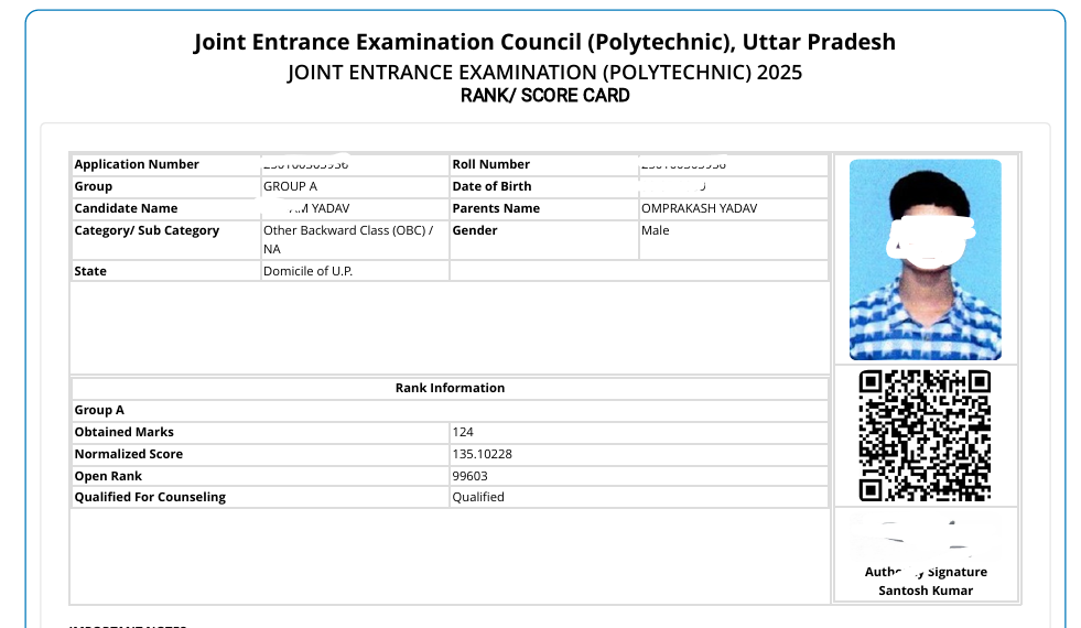 UP Polytechnic Result 2025 Online Live Check