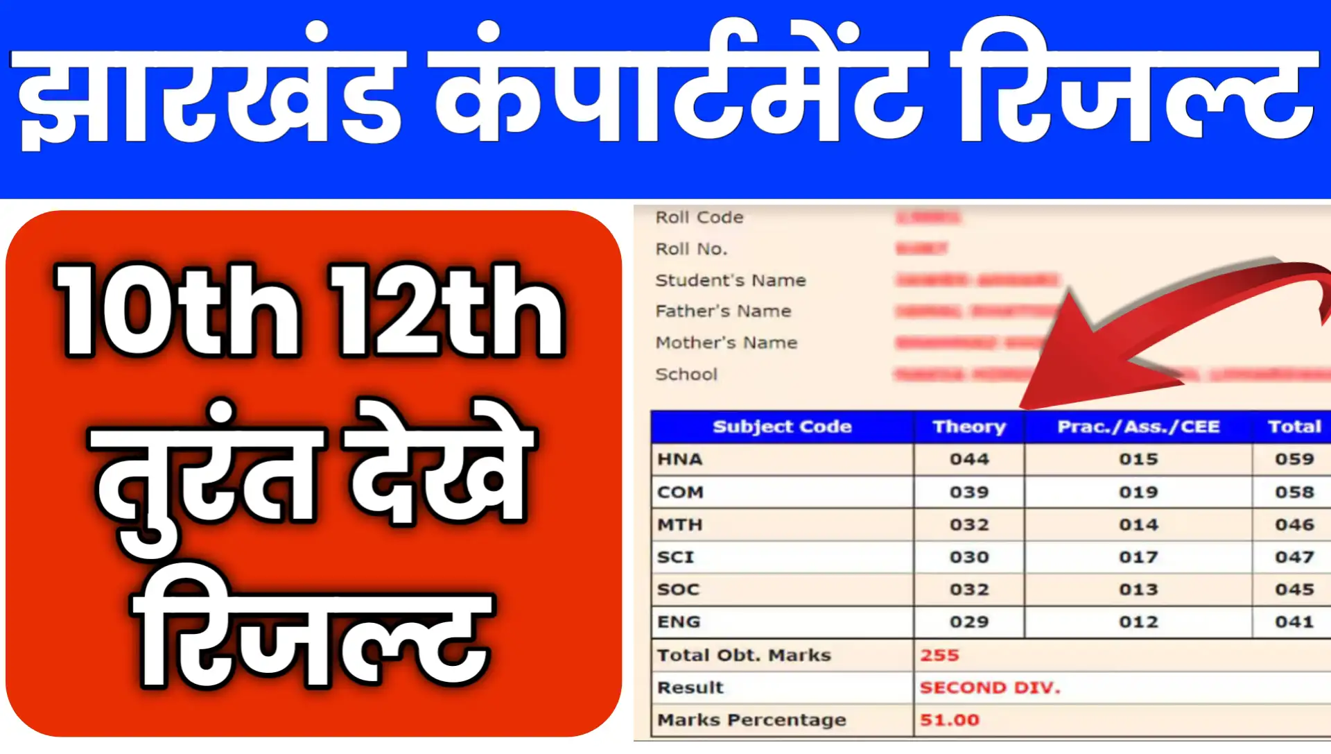 Jharkhand board 10th 12th Compartment Result 2025