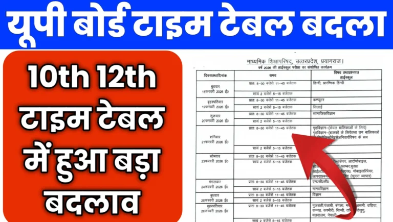 UP Board Time Table Change 2026 Pdf Download