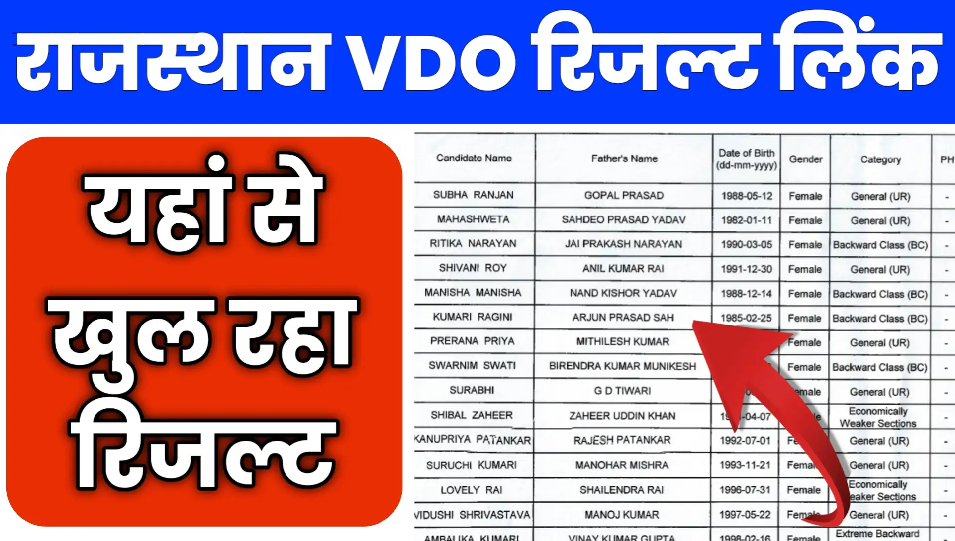 Rajasthan VDO Result 2025 Download LINK