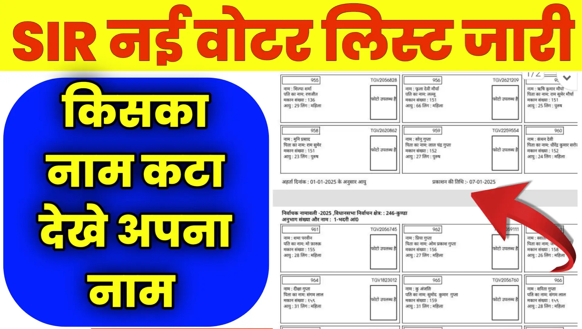 SIR New Voter List Pdf Download