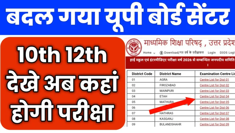 UP Board Center List 2026 Change Pdf download