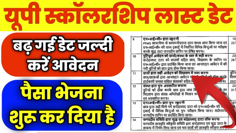 UP Scholarship Last Date 2025-26 Badhegi