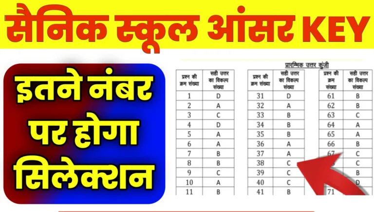 Sainik School Answer Key 2026 Pdf Download